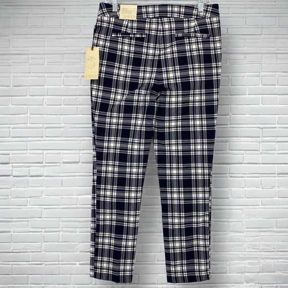 NWT Eliane Rose Plaid Navy White Classic Fit Pant Sz 10 - Picture 3 of 16